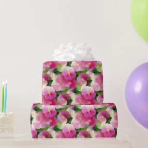 Papier Cadeau Élégant Motif à fleurs rose et blanc Impatiens