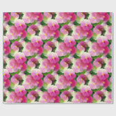 Papier Cadeau Élégant Motif à fleurs rose et blanc Impatiens (Plat)