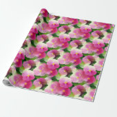 Papier Cadeau Élégant Motif à fleurs rose et blanc Impatiens (Déroulé)