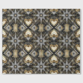 Papier Cadeau Élégant Motif Art déco noir et or (Plat)