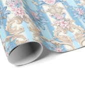 Papier Cadeau Élégant motif baroque pastel (Coin rond)