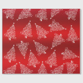 Papier Cadeau Élégant Motif blanc et rouge sapin de Noël (Plat)