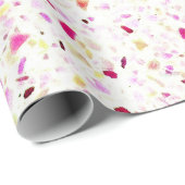 Papier Cadeau Élégant Motif blanc rouge pourpre rétro de Terrazz (Coin rond)