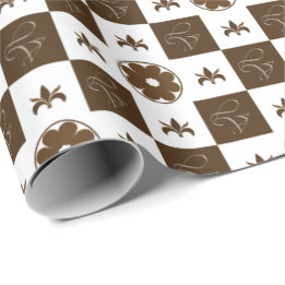 Papier Cadeau Élégant Motif Brown et blanc À damiers