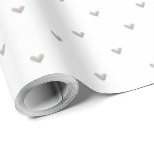 Papier Cadeau Élégant motif cœur taupe