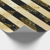 Papier Cadeau Élégant Motif d'Arbre de Noël Or (Coin)