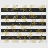 Papier Cadeau Élégant Motif d'Arbre de Noël Or (Plat)