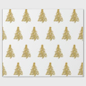 Papier Cadeau Élégant Motif d'Arbre de Noël Or (Plat)