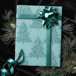 Papier Cadeau Élégant Motif d'arbre | Luxe Aqua Mint Christmas<br><div class="desc">C'est la saison pour célébrer ! Luxueux bleu aqua turquoise et élégante palette à motifs vert menthe de la fête de vacances, hébergement, et collection d'accessoires de cadeaux. Ce design festif et amusant présente des arbres de Noël brillants et fantaisistes avec une plaque de peinture frisky rehaussée d'une parties scintillant...</div>