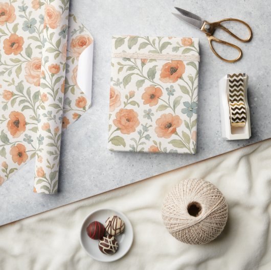 Papier Cadeau Élégant Motif d'art floral français chic Shabby (Artisanat)