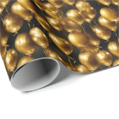 Papier Cadeau Élégant motif de ballon d'or carrelé (Coin rond)