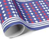 Papier Cadeau Élégant Motif de bande diamant rouge blanc (Coin rond)