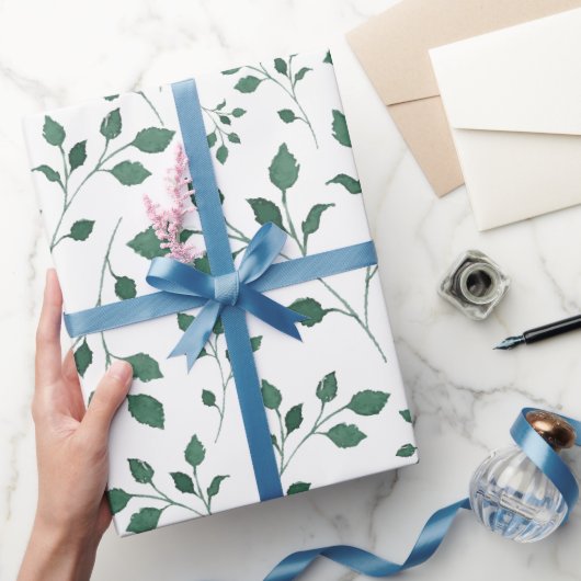Papier Cadeau Elégant Motif de feuillage vert aquarelle (Cadeaux)