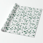 Papier Cadeau Elégant Motif de feuillage vert aquarelle (Déroulé)