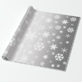 Papier Cadeau Élégant Motif de flocon de neige blanc et argent (Déroulé)