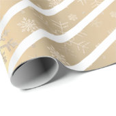 Papier Cadeau Élégant Motif de flocon de neige blanc or (Coin rond)