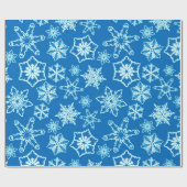 Papier Cadeau Élégant Motif de flocon de neige bleu et blanc (Plat)