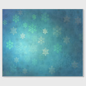 Papier Cadeau Élégant Motif de flocon de neige de Noël bleu (Plat)