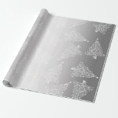 Papier Cadeau Élégant Motif de Noël blanc et argenté (Déroulé)