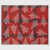 Papier Cadeau Élégant Motif de Noël blanc et plaid (Plat)