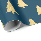 Papier Cadeau Élégant motif de Noël en or simple moderne (Coin rond)