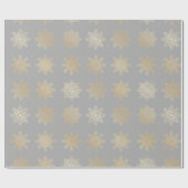 Papier Cadeau Élégant Motif de Noël Gold & Grey Snowflake (Plat)
