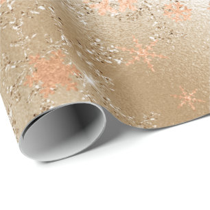 Papier Cadeau Élégant Motif de Noël Gold moderne Snowflake