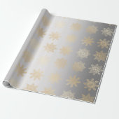 Papier Cadeau Élégant Motif de Noël Gold & Silver Snowflake (Déroulé)
