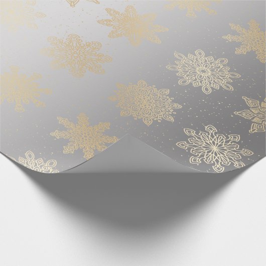 Papier Cadeau Élégant Motif de Noël Gold & Silver Snowflake (Coin)