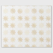 Papier Cadeau Élégant Motif de Noël Gold & White Snowflake (Plat)