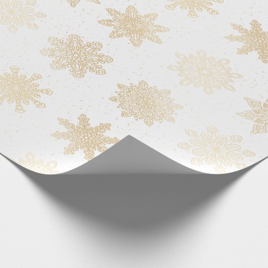 Papier Cadeau Élégant Motif de Noël Gold & White Snowflake (Coin)