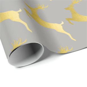 Papier Cadeau Élégant Motif de Noël gris-or