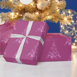 Papier Cadeau Élégant Motif de Noël moderne rose chaud