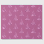 Papier Cadeau Élégant Motif de Noël moderne rose chaud (Plat)