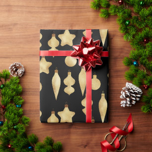 Papier Cadeau Élégant Motif de Noël Or moderne