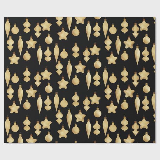 Papier Cadeau Élégant Motif de Noël Or moderne (Plat)