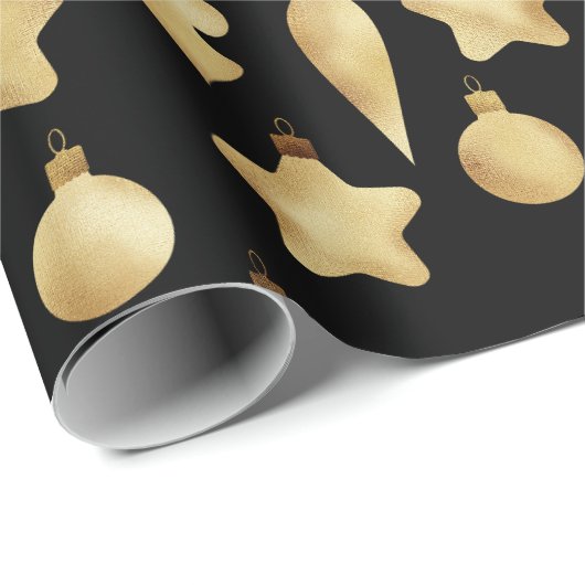 Papier Cadeau Élégant Motif de Noël Or moderne (Coin rond)