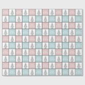 Papier Cadeau Élégant Motif de Noël rose et bleu (Plat)