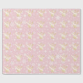 Papier Cadeau Élégant Motif de Noël rose et or (Plat)