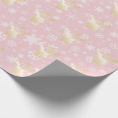 Papier Cadeau Élégant Motif de Noël rose et or (Coin)