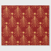 Papier Cadeau Élégant Motif de Noël Rouge or (Plat)