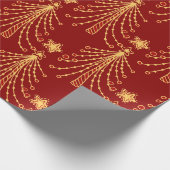 Papier Cadeau Élégant Motif de Noël Rouge or (Coin)