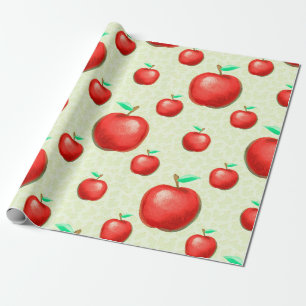 Papier Cadeau Élégant Motif de pommes Arrière - plan de cheville