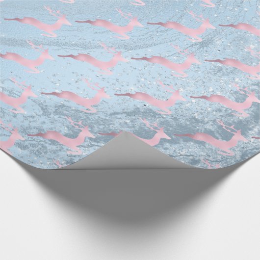 Papier Cadeau Élégant motif de rennes de Noël en or rose (Coin)