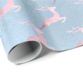 Papier Cadeau Élégant motif de rennes de Noël en or rose (Coin rond)