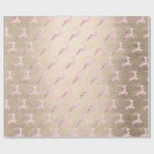Papier Cadeau Élégant motif de rennes de Noël en or rose (Plat)