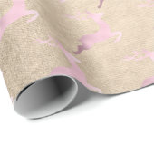 Papier Cadeau Élégant motif de rennes de Noël en or rose (Coin rond)