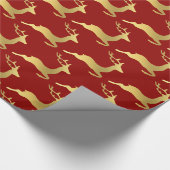 Papier Cadeau Élégant Motif de rennes de Noël Or (Coin)