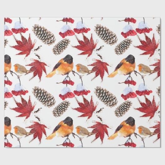 Papier Cadeau Elégant Motif d'hiver aquarelle (Plat)