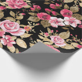 Papier Cadeau Élégant motif d'or fleuri de printemps (Coin)